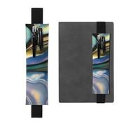 Black Leather Pen Holder Bookmark YYHWHJDE Abalone Nacre Picture Adjustable Elastic Band 8.3-1.8 in Suitable for Most notebooks Diaries