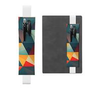 Black Leather Pen Holder Bookmark YYHWHJDE Abstract Geometric Pattern Prints Adjustable Elastic Band 8.3-1.8 in for notebooks Diaries Manuals Planners, White, One Size