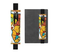 Black Leather Pen Holder Bookmark YYHWHJDE African Map Ethnic Pattern Prints Adjustable Elastic Band 8.3-1.8 in for notebooks Diaries Manuals Planners, Black, One Size