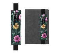 Black Leather Pen Holder Bookmark YYHWHJDE Beautiful Purple Flowers Prints Adjustable Elastic Band 8.3-1.8 inch for notebooks Diaries Hardcover Journal