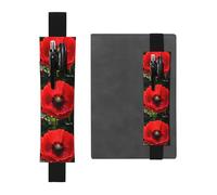 Black Leather Pen Holder Bookmark YYHWHJDE Beautiful Red Poppy Flower Prints Adjustable Elastic Band 8.3-1.8 in for notebooks Diaries Manuals Planners