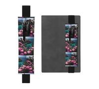 Black Leather Pen Holder Bookmark YYHWHJDE Beautiful sea with Many Flowers Prints Adjustable Elastic Band 8.3-1.8 inch for notebooks Diaries Hardcover Journal