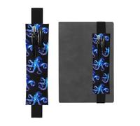 Black Leather Pen Holder Bookmark YYHWHJDE Blue Octopus Prints Adjustable Elastic Band 8.3-1.8 inch for notebooks Diaries Hardcover Journal