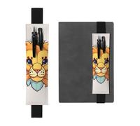 Black Leather Pen Holder Bookmark YYHWHJDE Cartoon Cute Little Lion Picture Adjustable Elastic Band 8.3-1.8 in Suitable for Most notebooks Diaries