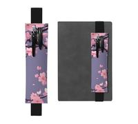 Black Leather Pen Holder Bookmark YYHWHJDE Cherry Blossoms Tree Prints Adjustable Elastic Band 8.3-1.8 in for notebooks Diaries Manuals Planners