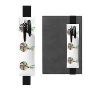 Black Leather Pen Holder Bookmark YYHWHJDE Colorful Wind Printing Adjustable Elastic Band 8.3-1.8 in Suitable for Most notebooks Diaries