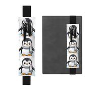 Black Leather Pen Holder Bookmark YYHWHJDE Cute Penguin Prints Adjustable Elastic Band 8.3-1.8 inch for notebooks Diaries Hardcover Journal