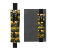 Black Leather Pen Holder Bookmark YYHWHJDE Cute Sunflower Prints Adjustable Elastic Band 8.3-1.8 inch for notebooks Diaries Hardcover Journal
