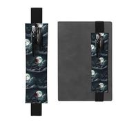 Black Leather Pen Holder Bookmark YYHWHJDE Dragon on The Mountain Prints Adjustable Elastic Band 8.3-1.8 in for notebooks Diaries Manuals Planners