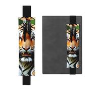 Black Leather Pen Holder Bookmark YYHWHJDE Fierce Tiger Printing Adjustable Elastic Band 8.3-1.8 in Suitable for Most notebooks Diaries