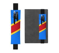 Black Leather Pen Holder Bookmark YYHWHJDE Flag of The Congo Printing Adjustable Elastic Band 8.3-1.8 in Suitable for Most notebooks Diaries