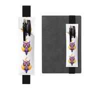 Black Leather Pen Holder Bookmark YYHWHJDE Flaming Purple owl Printing Adjustable Elastic Band 8.3-1.8 in Suitable for Most notebooks Diaries