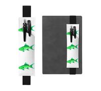 Black Leather Pen Holder Bookmark YYHWHJDE Fluorescent Fish in The Lake Printing Adjustable Elastic Band 8.3-1.8 in Suitable for Most notebooks Diaries