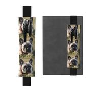 Black Leather Pen Holder Bookmark YYHWHJDE French Bulldog Dog Cute Prints Adjustable Elastic Band 8.3-1.8 inch for notebooks Diaries Hardcover Journal