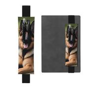Black Leather Pen Holder Bookmark YYHWHJDE German Shepherd Dog Printing Adjustable Elastic Band 8.3-1.8 in Suitable for Most notebooks Diaries