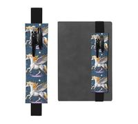 Black Leather Pen Holder Bookmark YYHWHJDE Golden Pegasus Picture Adjustable Elastic Band 8.3-1.8 in Suitable for Most notebooks Diaries