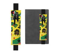Black Leather Pen Holder Bookmark YYHWHJDE Jamaican Elements Picture Adjustable Elastic Band 8.3-1.8 in Suitable for Most notebooks Diaries