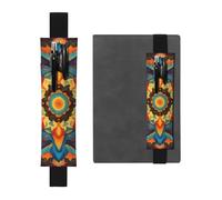 Black Leather Pen Holder Bookmark YYHWHJDE Kaleidoscope Mandala Picture Adjustable Elastic Band 8.3-1.8 in Suitable for Most notebooks Diaries