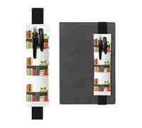 Black Leather Pen Holder Bookmark YYHWHJDE Little Frog on The Bookshelf Printing Adjustable Elastic Band 8.3-1.8 in Suitable for Most notebooks Diaries