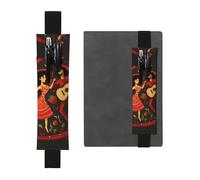 Black Leather Pen Holder Bookmark YYHWHJDE Mexican Salsa Symbols Prints Adjustable Elastic Band 8.3-1.8 inch for notebooks Diaries Hardcover Journal