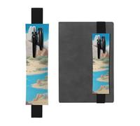 Black Leather Pen Holder Bookmark YYHWHJDE Oasis in The Desert Picture Adjustable Elastic Band 8.3-1.8 in Suitable for Most notebooks Diaries