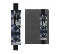 Black Leather Pen Holder Bookmark YYHWHJDE Orca Killer Whale Prints Adjustable Elastic Band 8.3-1.8 in for notebooks Diaries Manuals Planners