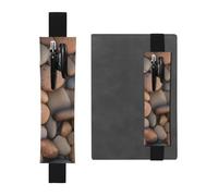 Black Leather Pen Holder Bookmark YYHWHJDE Pebbles in The Beach Picture Adjustable Elastic Band 8.3-1.8 in Suitable for Most notebooks Diaries