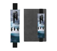 Black Leather Pen Holder Bookmark YYHWHJDE Penguins On The Iceberg Prints Adjustable Elastic Band 8.3-1.8 inch for notebooks Diaries Hardcover Journal