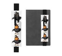 Black Leather Pen Holder Bookmark YYHWHJDE Pumpkin Head Crow Picture Adjustable Elastic Band 8.3-1.8 in Suitable for Most notebooks Diaries