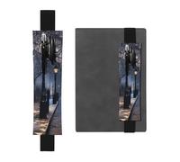 Black Leather Pen Holder Bookmark YYHWHJDE Red Phone Booth London Street Prints Adjustable Elastic Band 8.3-1.8 in for notebooks Diaries Manuals Planners