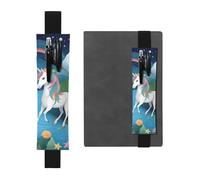 Black Leather Pen Holder Bookmark YYHWHJDE Running Unicorns Picture Adjustable Elastic Band 8.3-1.8 in Suitable for Most notebooks Diaries