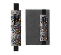 Black Leather Pen Holder Bookmark YYHWHJDE Scattered Colorful Fragments Prints Adjustable Elastic Band 8.3-1.8 in for notebooks Diaries Manuals Planners