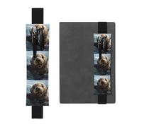 Black Leather Pen Holder Bookmark YYHWHJDE Sea Otter Prints Adjustable Elastic Band 8.3-1.8 inch for notebooks Diaries Hardcover Journal