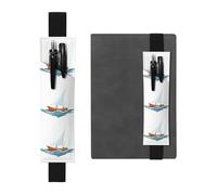Black Leather Pen Holder Bookmark YYHWHJDE Ship in The Wind and Waves Printing Adjustable Elastic Band 8.3-1.8 in Suitable for Most notebooks Diaries