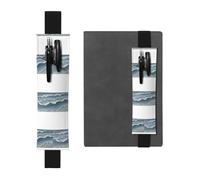 Black Leather Pen Holder Bookmark YYHWHJDE The Endless sea Prints Adjustable Elastic Band 8.3-1.8 in for notebooks Diaries Manuals Planners