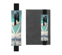 Black Leather Pen Holder Bookmark YYHWHJDE The swan in Love Picture Adjustable Elastic Band 8.3-1.8 in Suitable for Most notebooks Diaries