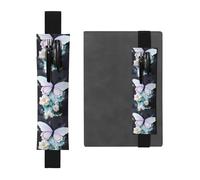 Black Leather Pen Holder Bookmark YYHWHJDE White Butterfly Prints Adjustable Elastic Band 8.3-1.8 inch for notebooks Diaries Hardcover Journal