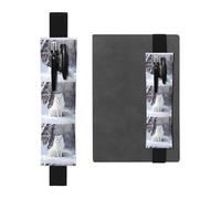 Black Leather Pen Holder Bookmark YYHWHJDE White Fox on The Snow Printing Adjustable Elastic Band 8.3-1.8 in Suitable for Most notebooks Diaries