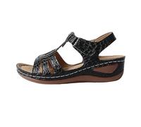 Black Leather Sandals for Women Women's Slide Sandal with Soft Cork Footbed, Comfort Flat Shoes for Summer (Black, 7)
