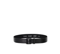 Black Leather Script Belt with Logo - male - Carhartt Wip - Belts - Black - M - Accessories M