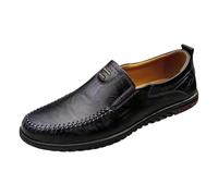 Black Leather Shoes Men's Casual Shoes Slip-On Safety Driving Shoes Everyday Life Walking Shoes Comfortable Sports Shoes Wide Feet Business Shoes Stylish and Beautiful Loafer Low Shoes, black, 9.5 UK