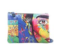 Black Leather Shoulder Bag with Blue Print, female, Gabs, Cross Body Bags, Multicolor, ONE SIZE, Bags ONE SIZE