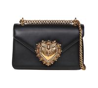 Black Leather Shoulder Bag with Sacred Heart Design - female - Dolce & Gabbana - Shoulder Bags - Black - ONE SIZE - Bags ONE SIZE