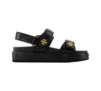 Black Leather Sport Sandals - female - Tory Burch - Flat Sandals - Black - 5 UK - Shoes 5 UK
