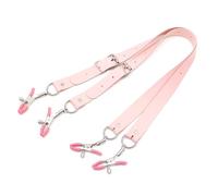 Black Leather Strap Harness Nipple Clamps BDSM Slave Fetish Bondage Restraints Labia Clips Erotic Accessories Sextoys Pink One Size