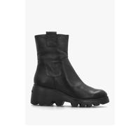 Black Leather Wedge Ankle Boots - Black Leather / 36