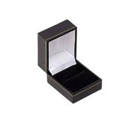 Black Leatherette Jewelry Gift Box with Gold Trim - Includes White 2-Piece Outer Packer Box - Elegant Presentation Box for Rings, Earrings, Coin, Charms and Cuff Links