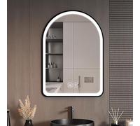 Black LED Bathroom Mirror 28x36in Round Metal Vanity Mirror for Wall over Sink Ideal for Bedroom Dressing Room and Desk - Modern Home Decor