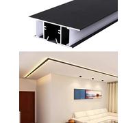 Black LED Ceiling Trim Molding with Dual-Sided Channel, 6-50 Ft Crown Moulding, Aluminum Lighting Profile Diffuser for Home Decor, Skirting Line (3.3ft/1m)