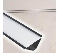 Black LED Channel 1m/3.3ft with Milky White Cover - 6-Pack Aluminum Wall Wash for 8mm LED Strip Lights - Ideal for Indirect Lighting & Crown Molding Installations